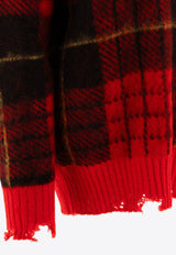 Alexander McQueen Tartan Distressed Sweater 807292Q1BBC6130_72528 Red