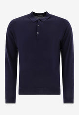 John Smedley Belper Long-Sleeved Polo T-shirt Blue BELPERMIDNIGHT_73136