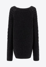 Cecilie Bahnsen Alia Cable Knit V-neck Sweater Gray 3.24KNI51005ALIA JUMPER CHARCOAL GREY_73498