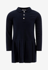 Moncler Kids Baby Girls Logo Patch Polo Dress Blue 8I00002-89AL2778_73658
