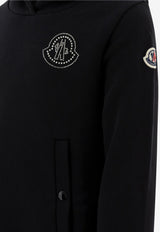 Moncler Kids Girls Logo Embroidered Hoodie Dress Black 8I00008-899PS999_73630
