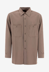 Needles Logo-Embroidered Button Shirt Brown PU213A-TAUPE_74195