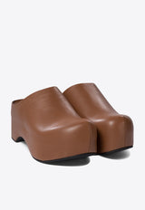 Marni 65 Leather Chunky Clog Mules Brown SBMS009704P362800M81_74358