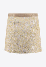 GANNI Metallic Mini A-line Skirt W0038012_74421 Gold