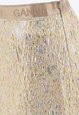 GANNI Metallic Mini A-line Skirt W0038012_74421 Gold