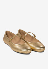 Gianvito Rossi Carla Metallic Leather Ballet Flats Gold G2222305GOMMEKONG_74478
