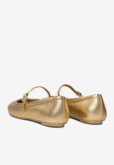 Gianvito Rossi Carla Metallic Leather Ballet Flats Gold G2222305GOMMEKONG_74478