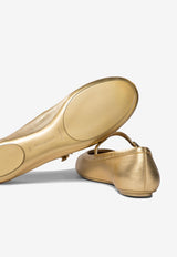Gianvito Rossi Carla Metallic Leather Ballet Flats Gold G2222305GOMMEKONG_74478