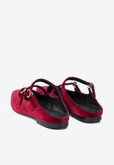 Amato Daniele Velvet Pointed Flat Mules Bordeaux W245VELLUTO RUBINO_74585
