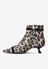 GANNI Leopard Print Ankle Boots S2883943_74959 Brown