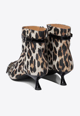 GANNI Leopard Print Ankle Boots S2883943_74959 Brown