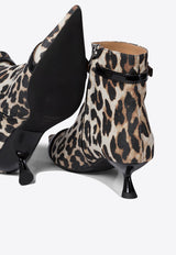 GANNI Leopard Print Ankle Boots S2883943_74959 Brown