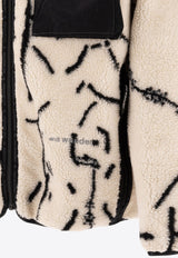 and wander Patterned Fleece Zip-Up Jacket White 5744281140031_74937