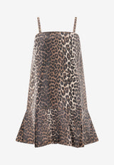 GANNI Leopard Print Denim Mini Dress Brown J1661943_75316