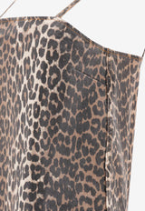 GANNI Leopard Print Denim Mini Dress Brown J1661943_75316