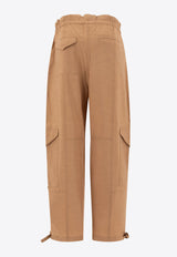 GANNI High-Waist Cargo Pants W0331177_75611 Beige
