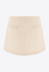 Self-Portrait Pearl Embellished Mini Bouclé Skirt Cream RS25-164SK-CCREAM_75622
