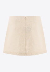 Self-Portrait Pearl Embellished Mini Bouclé Skirt Cream RS25-164SK-CCREAM_75622