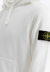 Stone Island Logo Patch Hooded Fleece Sweatshirt White 6100045S0051V0001_75789