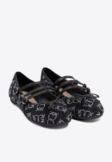 PINKO Joy Embellished Monogram Ballet Flats Black SD0299E025Z99_76370
