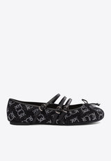 PINKO Joy Embellished Monogram Ballet Flats Black SD0299E025Z99_76370