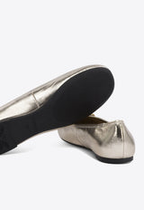PINKO Love Birds Metallic Leather Ballet Flats Gold SD0295P049Z22_76375