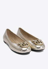 PINKO Love Birds Metallic Leather Ballet Flats Gold SD0295P049Z22_76375