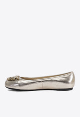 PINKO Love Birds Metallic Leather Ballet Flats Gold SD0295P049Z22_76375