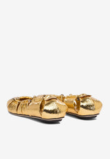 Chloé Luna Metallic Leather Ballet Flats Gold C25S08JQO9DA_76547