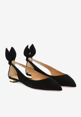Aquazzura Bow Tie Suede Ballet Flats Black DENFLAB0SUE000_76703