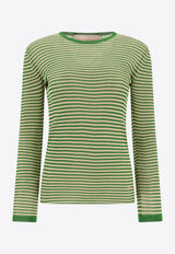Valentino Long-Sleeved Striped T-shirt in Silk 6B3KC62S946QPR_77023