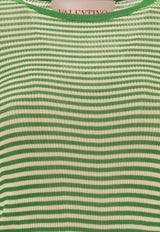 Valentino Long-Sleeved Striped T-shirt in Silk 6B3KC62S946QPR_77023
