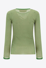 Valentino Long-Sleeved Striped T-shirt in Silk 6B3KC62S946QPR_77023