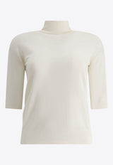 Max Mara Cecina Wool High-Neck Top White 2511361081600CECINA001_77128