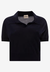 Khaite Morgane Cropped Knit Polo T-shirt Blue 9747511358_77278