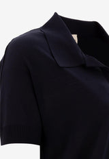 Khaite Morgane Cropped Knit Polo T-shirt Blue 9747511358_77278