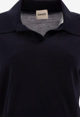 Khaite Morgane Cropped Knit Polo T-shirt Blue 9747511358_77278