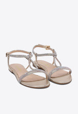 Ninalilou Elisa Crystal Embellished Leather Sandals Silver 351102NAPPA LAM PLATINO_77352