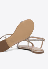 Ninalilou Elisa Crystal Embellished Leather Sandals Silver 351102NAPPA LAM PLATINO_77352