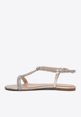 Ninalilou Elisa Crystal Embellished Leather Sandals Silver 351102NAPPA LAM PLATINO_77352