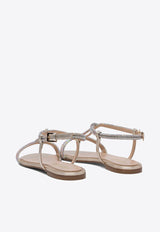 Ninalilou Elisa Crystal Embellished Leather Sandals Silver 351102NAPPA LAM PLATINO_77352