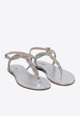 Ninalilou Elisa Laminated Leather Braided Sandals Silver 351172NAPPA LAM ARGENTO_77407