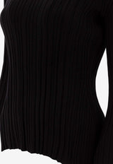 Loulou Studio Knitted Silk Long-Sleeved T-shirt Black ELSABLACK_77628