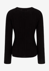 Loulou Studio Knitted Silk Long-Sleeved T-shirt Black ELSABLACK_77628