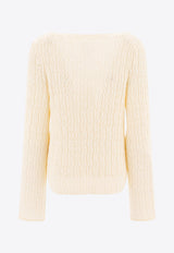 Loulou Studio Komo V-neck Knitted Sweater Ivory KOMORICE IVORY_77594
