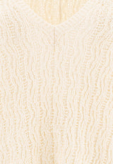 Loulou Studio Komo V-neck Knitted Sweater Ivory KOMORICE IVORY_77594