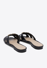 PINKO Love Birds Nappa Leather Flat Sandals Black SD0313P003Z99_77660