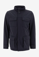 High-Neck Buttoned Jacket
