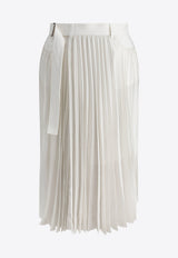 Sacai Pleated Midi Skirt with Belt White 25-07718151_77719