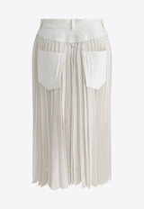 Sacai Pleated Midi Skirt with Belt White 25-07718151_77719
